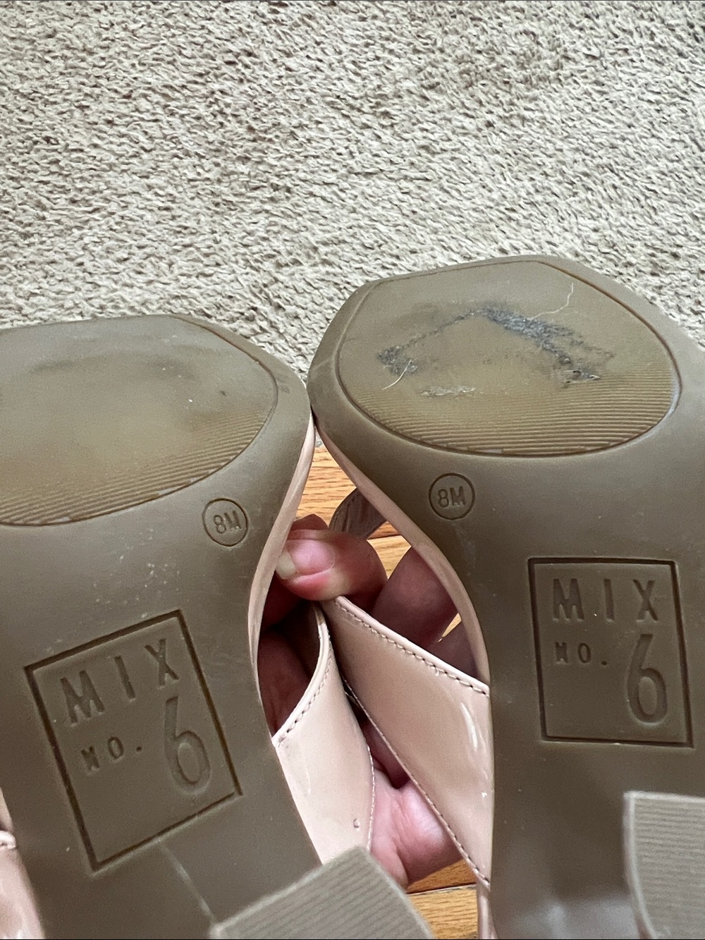 Mix No. 6 Nude/Pale Pink Patent Thong Heels - Picture 4 of 4